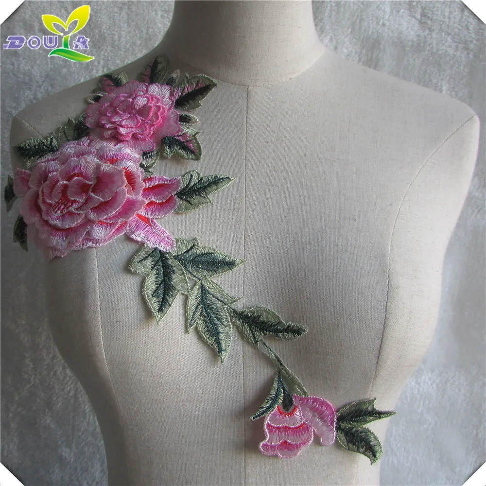 Fashion Pink flower embroidery sewing DIY handmade lace, lace, collars