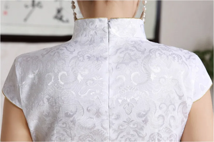 Новое Женское китайское платье Cheongsam с вышивкой в восточном стиле золотой нитью