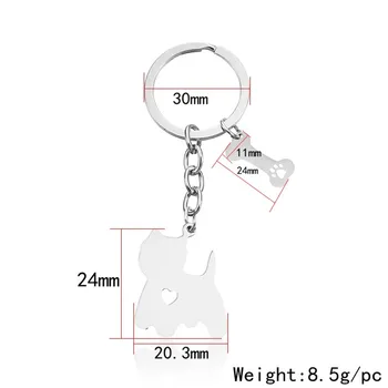 

New 304 Stainless Steel Japanese Spitzbn Keychains Pet Memorial Jewellery Trendy Dog Bone Key Chains Key Rings For Women Men