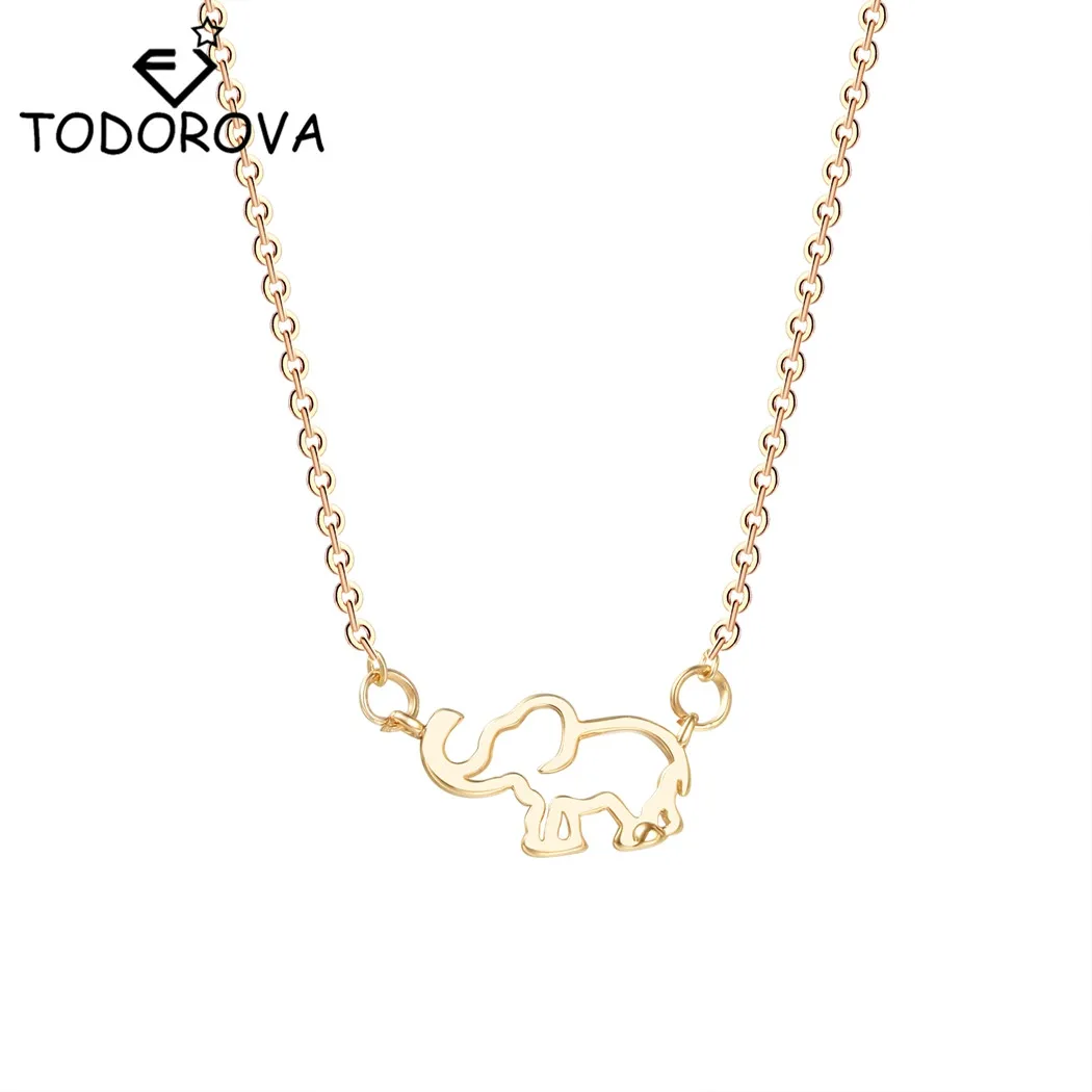 

Todorova Cute Unique Animal Choker Necklace Women Lucky Hollow Woodland Elephant Pendant Necklaces for Animal lovers Jewelry