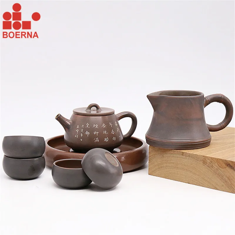 

Nixing Clay tea set black tea ceramic kung fu Teapot handmade Nixing teapot teacup gongdao cup tea ceremony