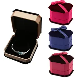 1 шт. квадратные бархатные серьги кольцо коробка бант Розовый Красный Синий шкатулка для ювелирных изделий накопительные кольца Витрина