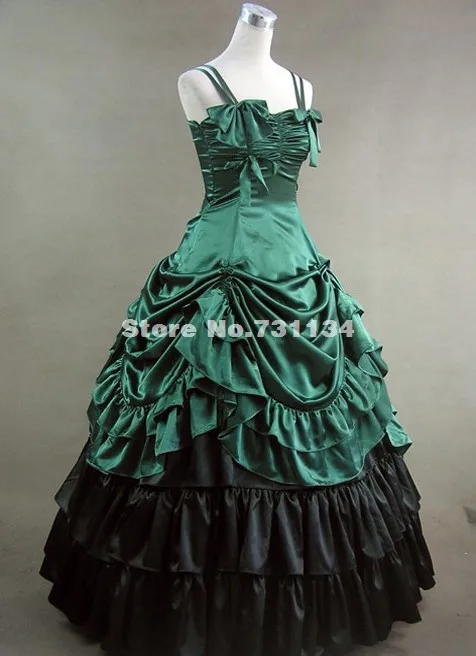 Лидер продаж зеленая Южная Белль викторианская эпоха Атласное Бальное Платье историческая реконструкция одежда костюм Лолиты
