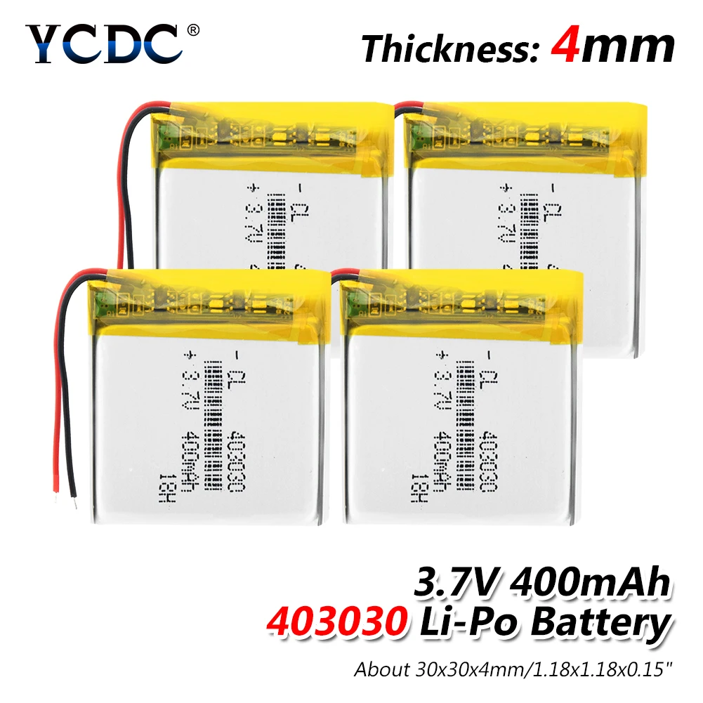 

Rechargeable 400mAh 403030 Battery Lithium Polymer Battery Li-Po li ion Lipo cells For MP3 MP4 Smart Watch Wireless Telephone