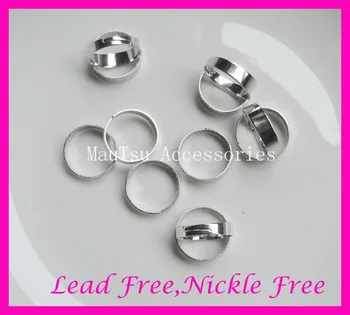 

50PCS Silver finish 1.7cm diameter plain adjustable Metal Ring setting at nickle free and lead free for Handmade Jewelry ring