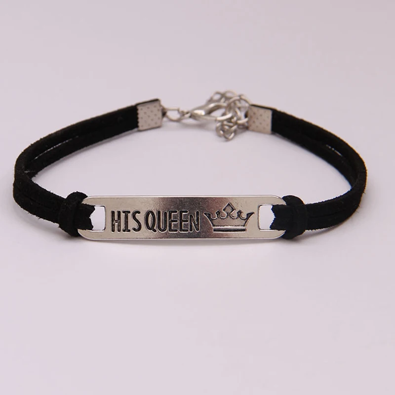 2Pcs Matching Set His Queen Her King Alloy Couple Bracelet Jewelry Gift LXH 2Pcs Matching Set His Queen Her King Alloy Couple Bracelet Jewelry Gift LXH