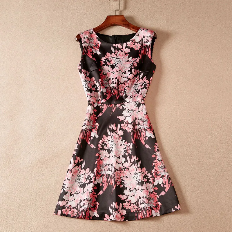 floral black dress tank dresses 2018 fashion high quality women