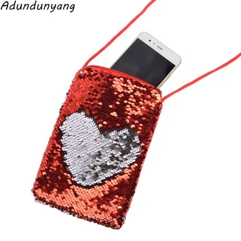 

2019 Fashion women sequin mobile phone bag female cloth bag children shoulder bag cute coin purse