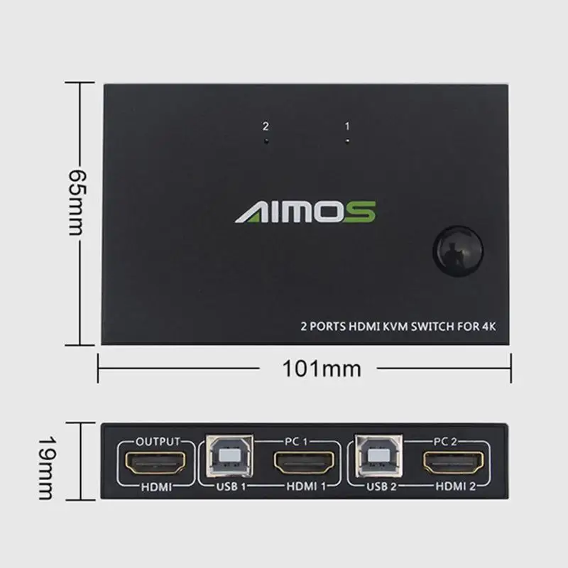 ALLOYSEED 2 порта HDMI USB KVM 4K коммутатор разветвитель для обмена монитором клавиатура мышь адаптивный EDID/HDCP дешифрование