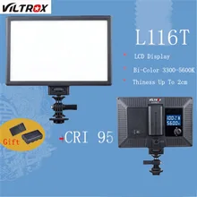 Viltrox L116T LCD Pantalla LED Bicolor Instalación de Luz En La Cámara Regulable Delgado Vídeo DSLR Batería Luz de Relleno y cargador