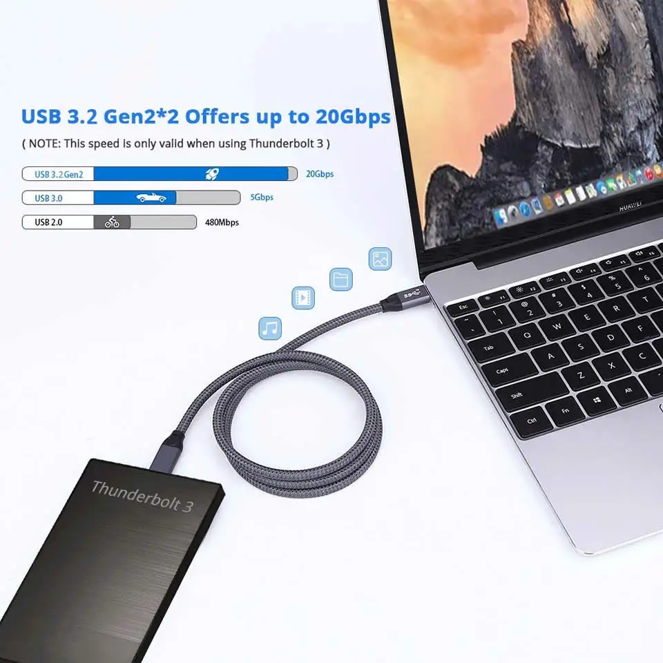 Электрический кабель usb type-C-usb type-C для samsung Galaxy S9 Plus, huawei, поддержка PD3.0, 100 Вт, 5A, зарядный кабель для устройств type-C