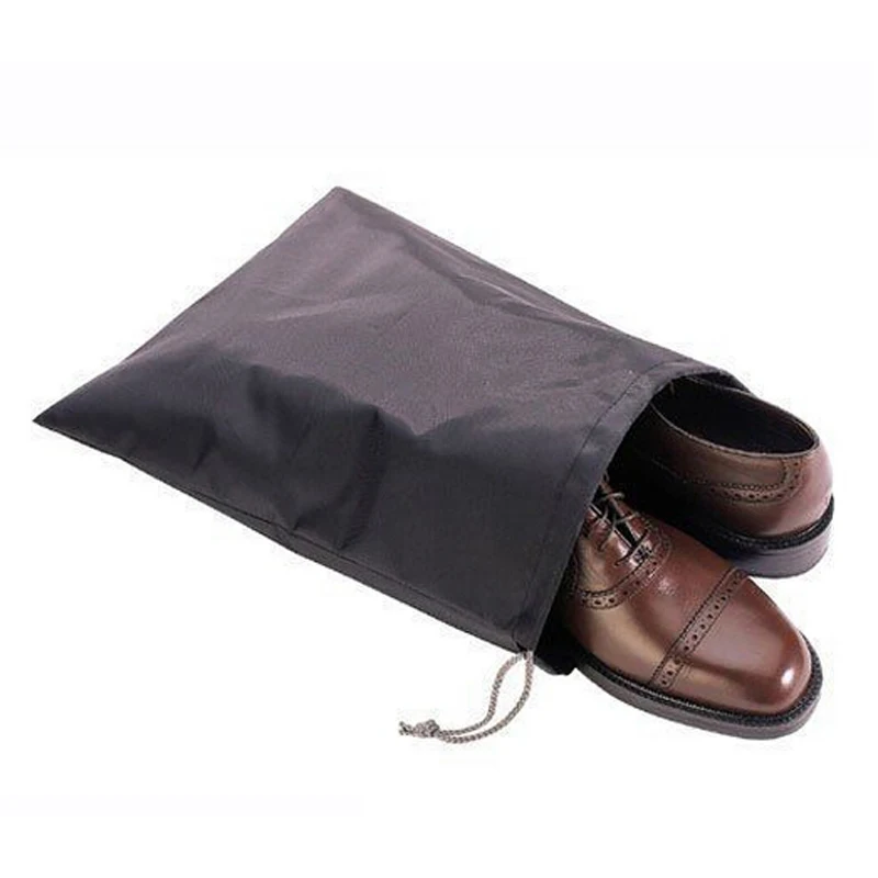 1pc Travel Shoe Storage Bag Brown Drawstring Nylon Cloth Suit Organizer