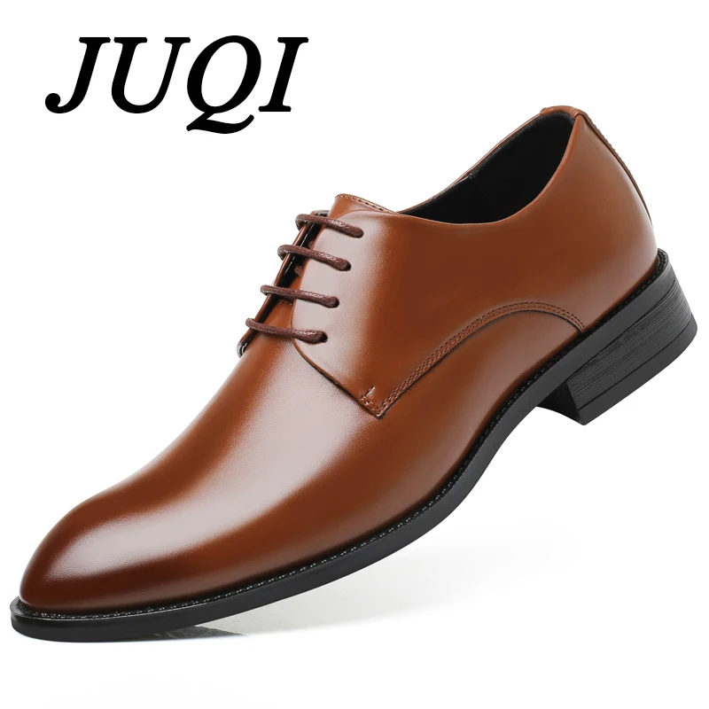 JUQI/2019 мужские деловые модельные туфли классические официальные мягкие из