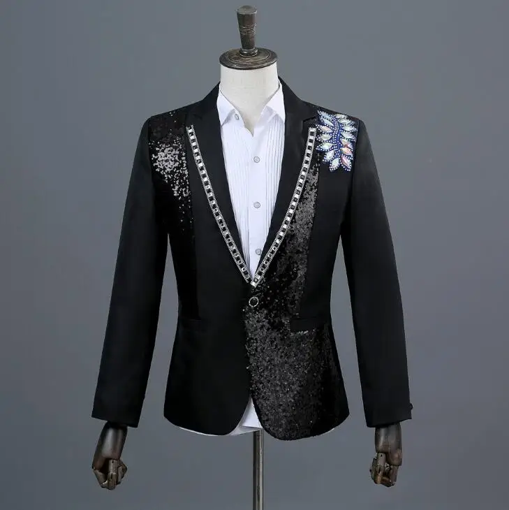 Мужской блейзер с блестками Chorus Diamond Модный облегающий Блейзер белого цвета со