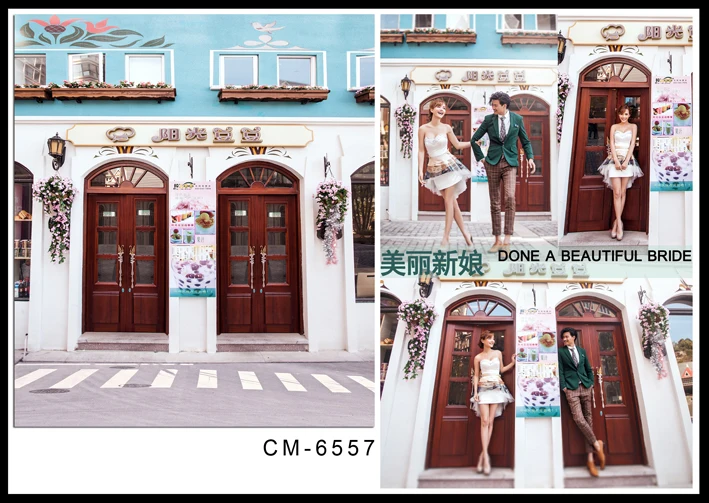 Vintage Hourse Wedding Photography Background Red Door White Wall Street Backdrops for Photo Studio Valentine | Электроника