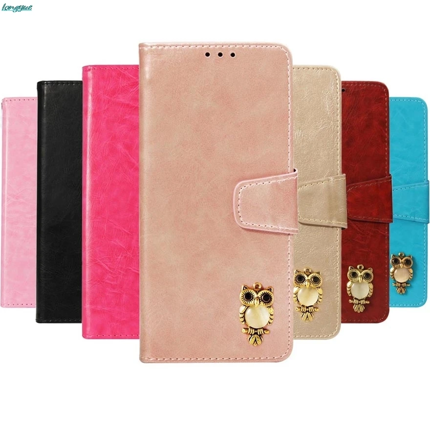 Flip Leather Case For Fundas Huawei Y9 2018 Cover sFor coque Enjoy 8 Plus 3D Owl Icon Wallet Stand Phone Cases | Мобильные телефоны