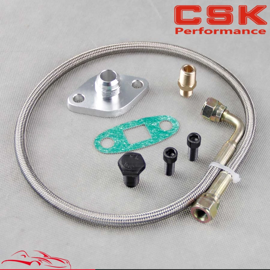 Комплект шлангов подачи масла фланец для Toyota Supra 1JZGTE 2JZGTE 1JZ/2JZ Single Turbo Silver|oil feed line|oil