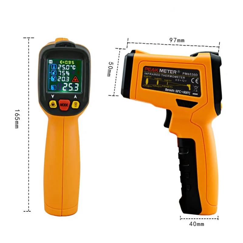 infrared thermometer PEAKMETER PM6530D digital thermometer hygrometer electronic temperature sensor humidity meter K-type pyrome