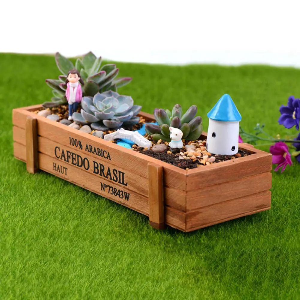 

Garden Plant Pot Decorative Vintage Succulent Wood Planter Box Garden Yard Crates Rectangle Table Flower Container Plant Pot