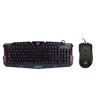 

HXSJ Backlight Wired Gaming Keyboard and Mouse Combo Optical Mice 3200DPI USB Wired 114 Keys Ergonomic Mouse Keyboard For PC