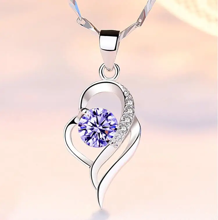 KOFSAC 925 пробы Серебряная цепочка роскошное ожерелье-чокер Кристалл CZ любовь сердце кулон ожерелье s для женщин вечерние Ювелирные изделия Подарки