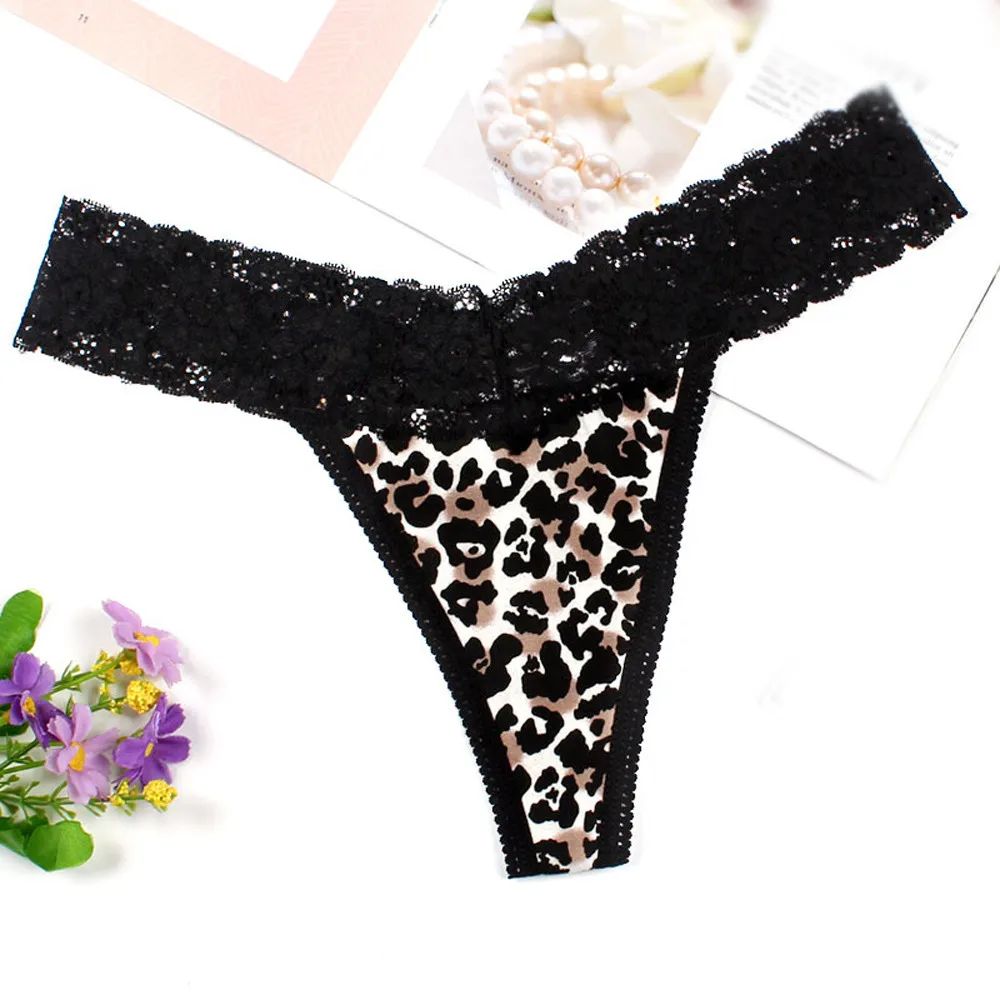 

pantie ropa interior femenina bielizna damska plus size women Women Sexy Lace Briefs Leopard Print Thongs G-string Lingerie Unde