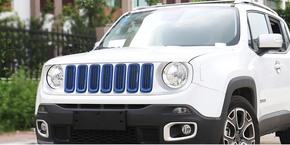 Apto para Jeep Estilo do Carro Shineka Auto Frente Malha Grades Inserir Capa Guarnição Adesivo Renegado 2020-2020 Acessórios 10 guarnição adesivo apto para jeep renegado 2016-2018 estilo do carro acessórios