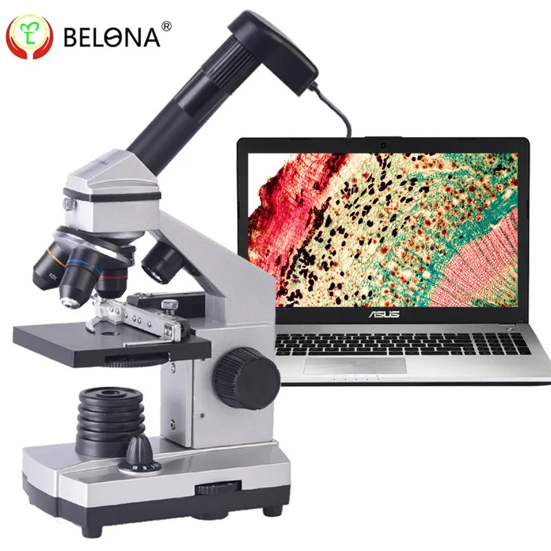 Профессиональный Биологический микроскоп BELONA 40 1600X металлический монокулярный