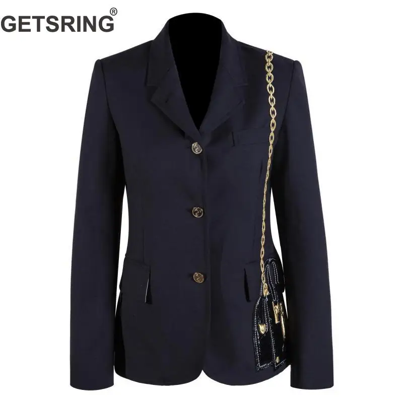 

GETSRING Women Blazer Temperament Ladies Blazer Jacket Embroidery Bag Double Breasted Blazer Women Long Sleeve Spring Jacket New