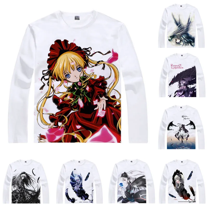 Аниме рубашка Coolprint Rozen Maiden футболки в разных стилях с длинным рукавом Suigintou Suiseiseki
