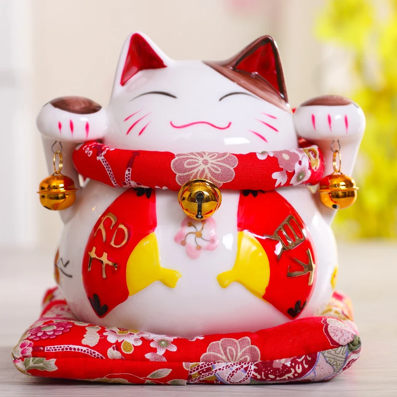 6 дюймов Maneki-Neko керамические китайские счастливые кошки манящие Фортуны кошки статуэтки счастливый Шарм копилка украшения дома