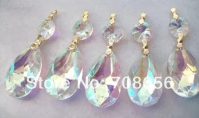 

20 PCS AB CRYSTAL GLASS ALMOND LAMP CHANDELIER PRISM X'MAS WEDDING PENDANT