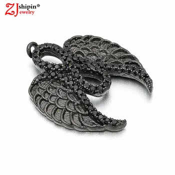 

New Angel Wings Brass Micro-inlaid Zircon CZ Jewelry Connector for DIY Necklace Pendant Jewelry Making