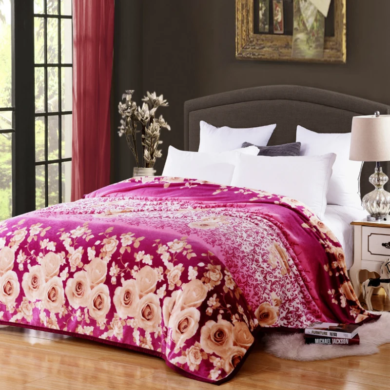 Lovely Floral Flower Warm Microplush Soft Faux Mink ...