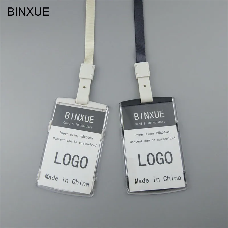 

BINXUE Employee's card Fashion simple colourful IC badges, hang rope staff card hard transverse vertical