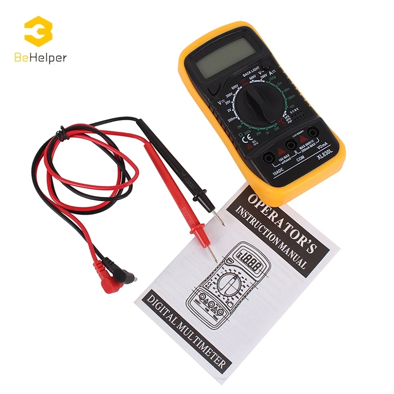 Behelper XL830L ручной Подсветка цифровой мультиметр Вольтметр Амперметр Текущий