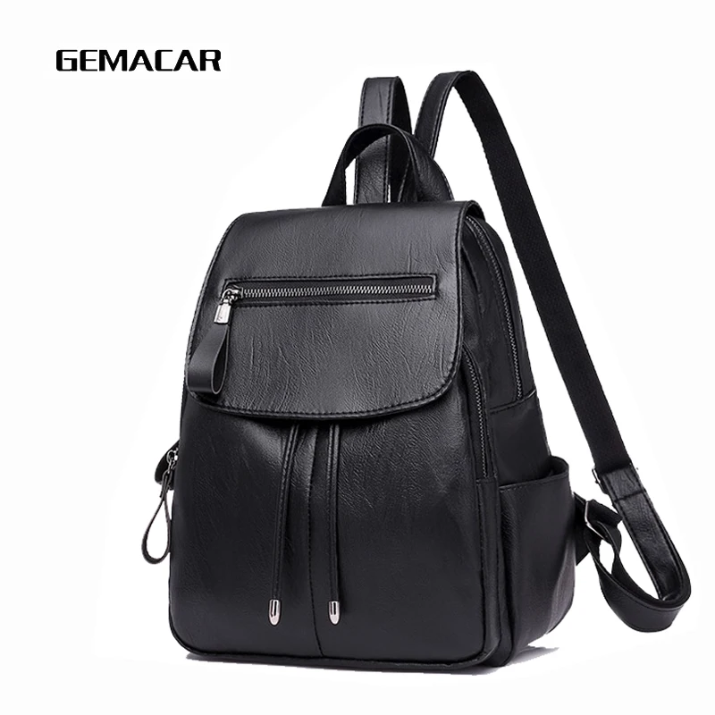 

2019 New Ladies Casual Backpack Popular Young Girl Daily Necessities Package Large Capacity Pu Leather Female Bag Simple
