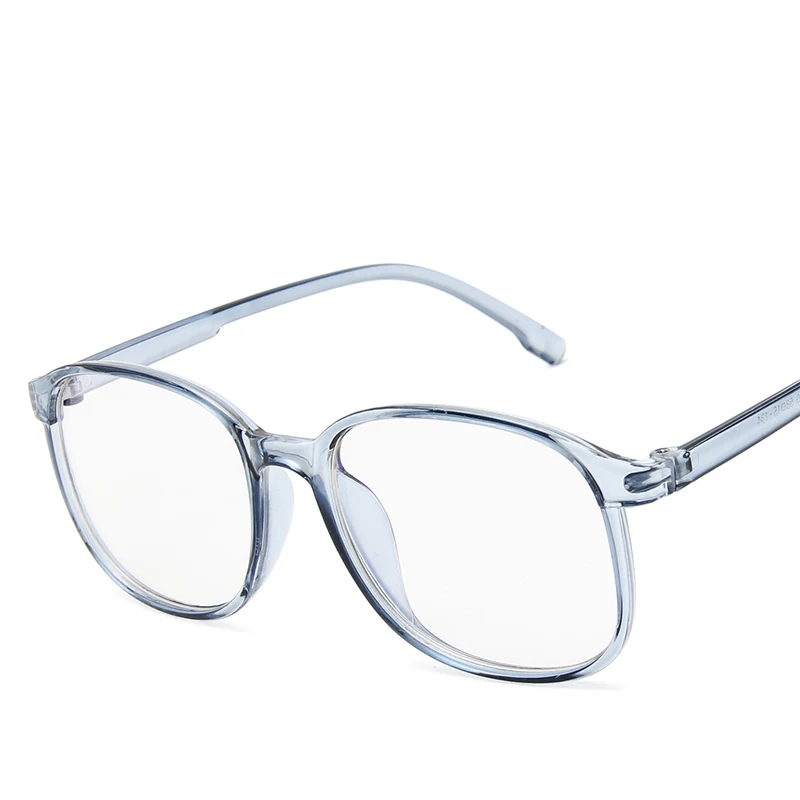 Модные очки в большой оправе, плоские зеркальные линзы плюс синяя пленка, мужские и женские PC очки, оправа через классические очки - Цвет оправы: Blue-White