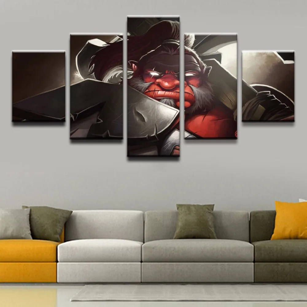5 Panel Modern Canvas Printed Game Poster Axe DOTA 2 Home Decor Wall Art Canvas Painting Pictures A