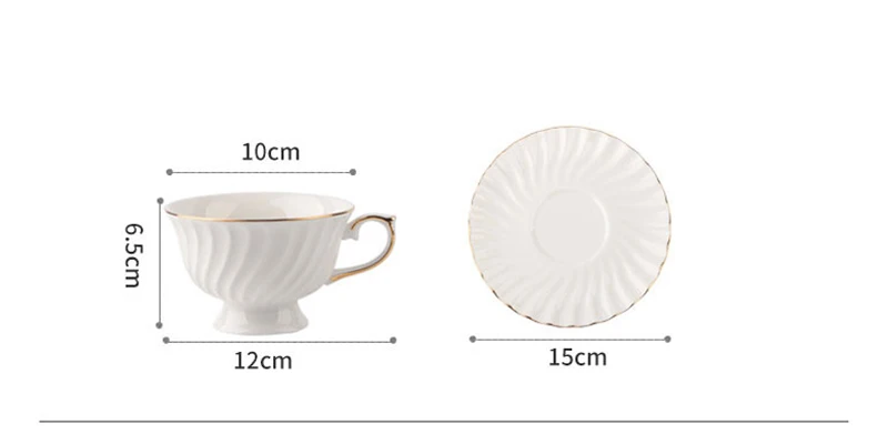 200ml White Ceramic Coffee Cup Teacup Set with Spoon Porcelain Tea Cup & Saucer Classic Royal Black Tea Cup Set Drinkware Gifts (7)