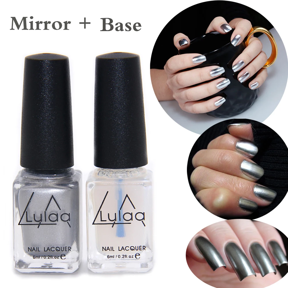 Buy 2pc/lot 6ml Silver Mirror Effect Metal Nail Polish