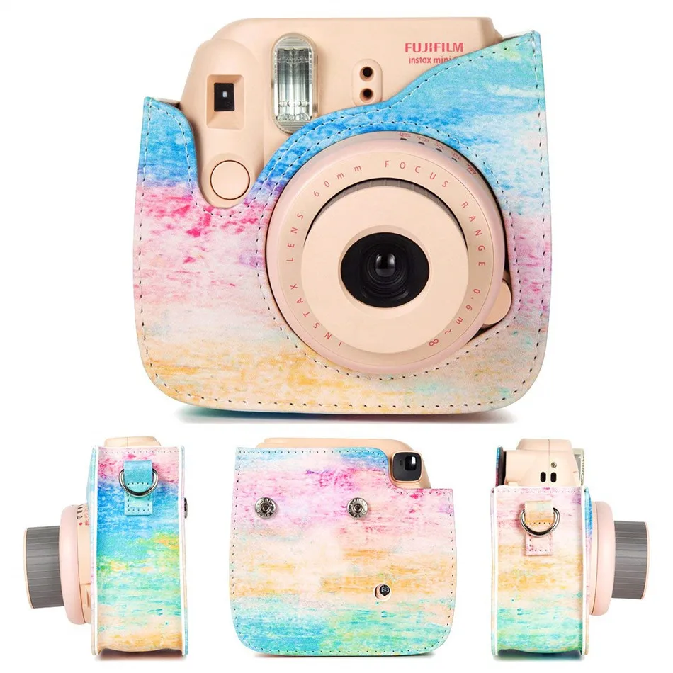 Сумка для камеры Fujifilm Instax Mini 9 8 + PU кожаная сумка фото чехол с ремешком наклейка