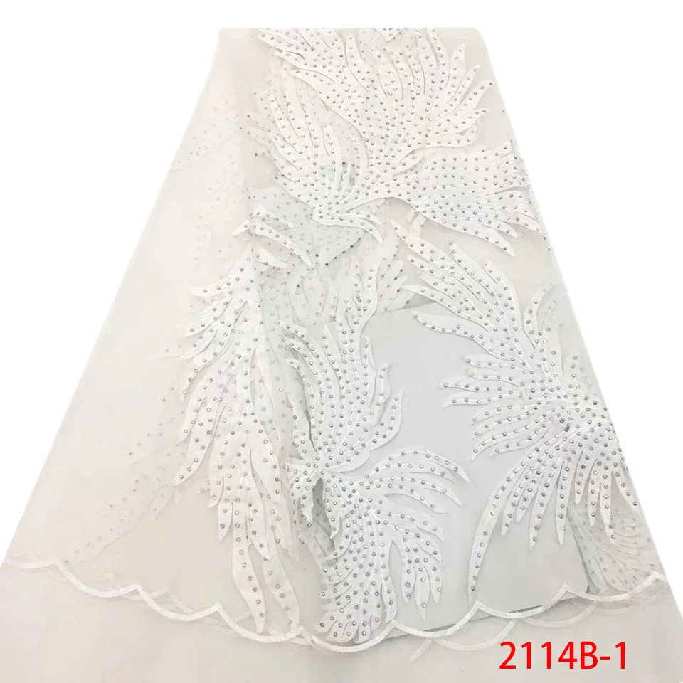 

2018 Net White Tulle Lace Fabric High Quality African Stones Tulle Lace Fabric French Tulle Lace Fabric Bride Dress XZ2114B-1