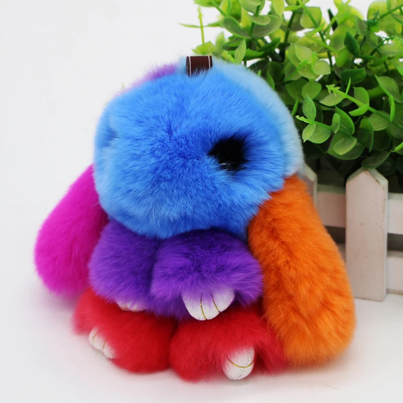 

New authentic Rex rabbit fur bag hanging house car keys marked 13 cm toys rabbit rabbit fur cashmere monster key chain leather