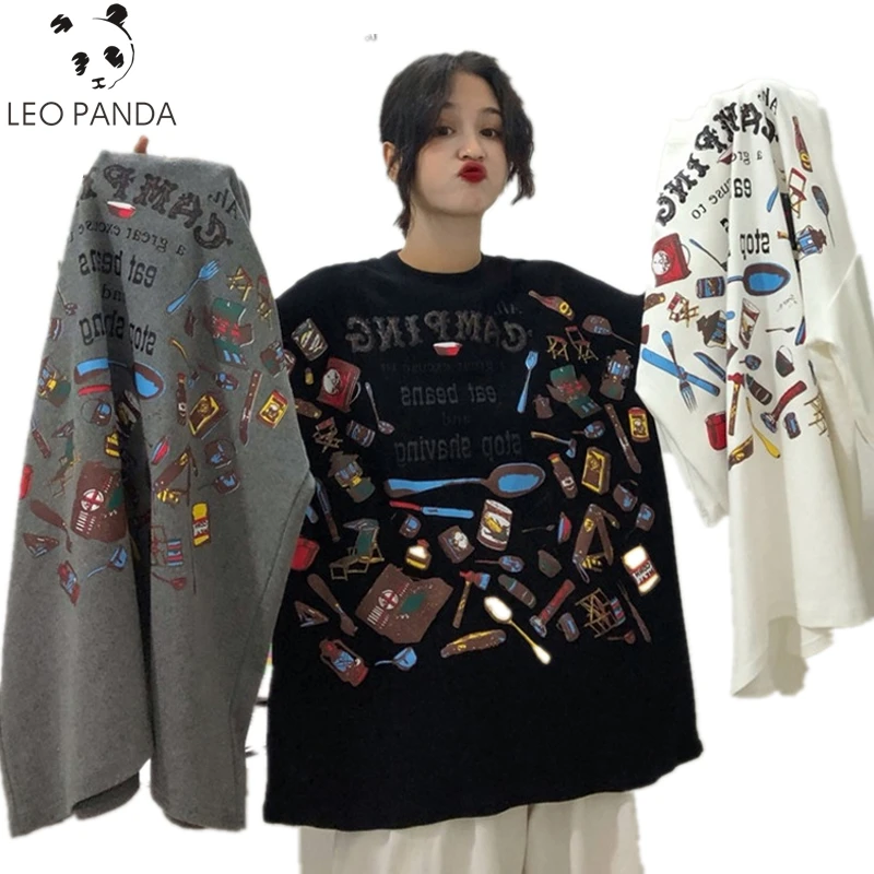 

2019 Spring Summer Woman New Hip Hop T-Shirt O-Neck Print Doodling Tops Loose short Sleeve Tshirt Tees Female