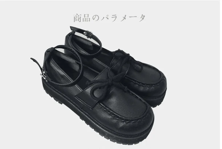 Школьная обувь в японском стиле Харадзюку; милая обувь на низком каблуке с круглым носком в студенческом стиле; обувь Лолиты на плоской платформе
