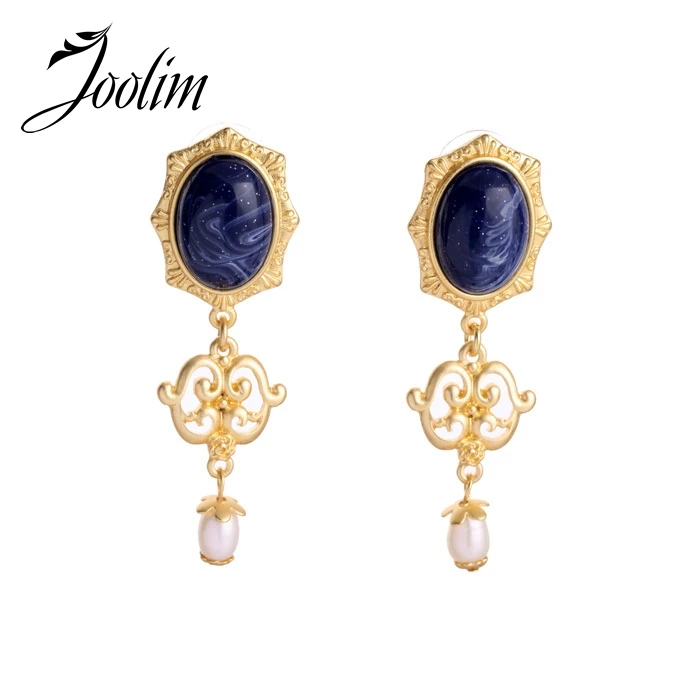 

JOOLIM Jewelry Wholesale/ Elegant Navy Blue Stud Earring Fashion Earring Women Earring Good Quality