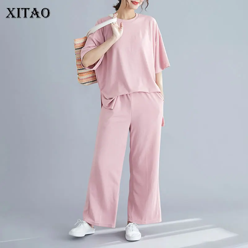 [XITAO] женские 2019 летние новые модные свободные топы с круглым вырезом и коротким