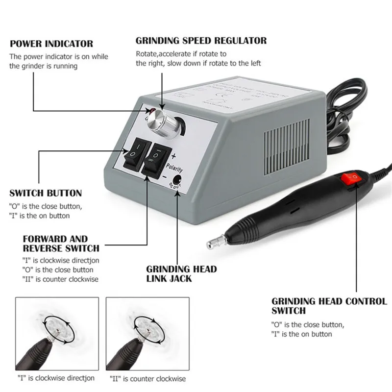 Профессиональная электрическая машинка для маникюра со скоростью вращения 20000 оборотов в минуту, электрическая машинка для дизайна ногтей и маникюра, настраиваемое сверло для дизайна ногтей