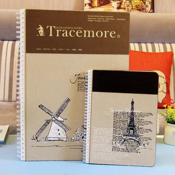 

1pcs Stationery Vintage European Architecture Series Spiral Booking Notebook 180g Recycled Cardboard Professional Sketch Book